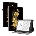 For Amazon Kindle Paperwhite5 Crystal Texture Painted Leather Tablet Case(Gold Butterfly Rose)