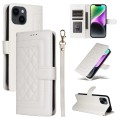 For iPhone 14 Diamond Lattice Leather Flip Phone Case(White)