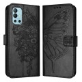 For OnePlus 9R / 8T Embossed Butterfly Leather Phone Case(Black)