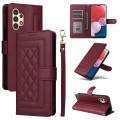 For Samsung Galaxy A13 5G / 4G Diamond Lattice Leather Flip Phone Case(Wine Red)