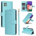 For Samsung Galaxy A22 5G Diamond Lattice Leather Flip Phone Case(Mint Green)