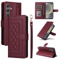 For Samsung Galaxy S24+ 5G Diamond Lattice Leather Flip Phone Case(Wine Red)