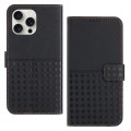 For iPhone 15 Pro Woven Embossed RFID Blocking Leather Phone Case(Black)