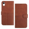 For iPhone XR Woven Embossed RFID Blocking Leather Phone Case(Brown)