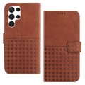 For Samsung Galaxy S23 Ultra 5G Woven Embossed RFID Blocking Leather Phone Case(Brown)