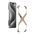 For iPhone 15 Pro Max Frameless X-shaped Metal Phone Case(Titanium Gold)