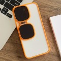 For iPhone 15 Metal Sunglasses Holder TPU + PC Phone Case(Orange)