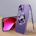 For iPhone 13 Magnetic HD Tempered Glass Phone Case(Purple)