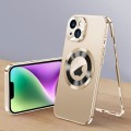 For iPhone 14 Magnetic HD Tempered Glass Phone Case(Gold)