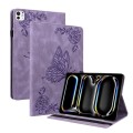 For iPad Pro 11 2024 Butterfly Flower Embossed Leather Tablet Case(Purple)