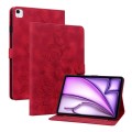 For iPad Air 11 2024 Lily Embossed Leather Smart Tablet Case(Red)