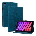 For iPad mini 6 Lily Embossed Leather Smart Tablet Case(Dark Blue)