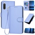 For Sony Xperia 10 V 2023 YX0070 Carbon Fiber Buckle Leather Phone Case with Lanyard(Light Purple)