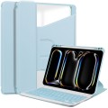 For iPad Pro 11 2024 Transparent Rotation Smart Leather Tablet Case with Keyboard(Sky Blue)