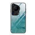 For Huawei Pura 70 Ultra Marble Pattern Glass Protective Phone Case(Green Ocean)