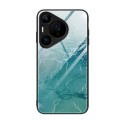 For Huawei Pura 70 Pro Marble Pattern Glass Protective Phone Case(Green Ocean)