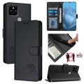 For Google Pixel 5 Cat Rat Embossed Pattern RFID Leather Phone Case with Lanyard(Black)