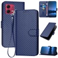 For Motorola Moto G84 5G YX0070 Carbon Fiber Buckle Leather Phone Case with Lanyard(Royal Blue)