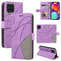 For Samsung Galaxy M62 / F62 Dual-color Splicing Flip Leather Phone Case(Purple)