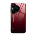For Huawei Pura 70 Gradient Color Glass Phone Case(Red Black)
