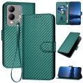For vivo Y17s 4G Global / Y28 5G India YX0070 Carbon Fiber Buckle Leather Phone Case with Lanyard(Da
