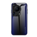 For Huawei Pura 70 Ultra Texture Gradient Glass TPU Phone Case(Dark Blue)