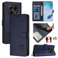 For OPPO A2 Pro 5G / A3 Pro 5G Cat Rat Embossed Pattern RFID Leather Phone Case with Lanyard(Blue)
