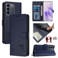For vivo T2 4G Global Cat Rat Embossed Pattern RFID Leather Phone Case with Lanyard(Blue)