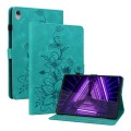 For Lenovo M10 Plus 10.3 Lily Embossed Leather Tablet Case(Green)