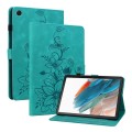 For Samsung Galaxy Tab A8 10.5 2022 Lily Embossed Leather Smart Tablet Case(Green)