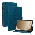 For Samsung Galaxy Tab A9+ Lily Embossed Leather Tablet Case(Dark Blue)