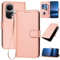 For OPPO Reno10 5G / Reno10 Pro 5G Global YX0070 Carbon Fiber Buckle Leather Phone Case with Lanyard