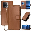 For OPPO A94 4G / F19 Pro YX0070 Carbon Fiber Buckle Leather Phone Case with Lanyard(Coffee)