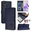 For itel A58 / A49 Cat Rat Embossed Pattern RFID Leather Phone Case with Lanyard(Blue)