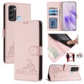 For itel S17 S661W / Vision 3 Cat Rat Embossed Pattern RFID Leather Phone Case with Lanyard(Pink)