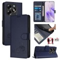 For itel S23+ Cat Rat Embossed Pattern RFID Leather Phone Case with Lanyard(Blue)