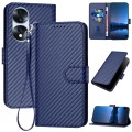 For Honor 70 Pro / 70 Pro+ YX0070 Carbon Fiber Buckle Leather Phone Case with Lanyard(Royal Blue)