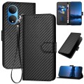 For Honor X7 4G / Play 30 Plus YX0070 Carbon Fiber Buckle Leather Phone Case with Lanyard(Black)