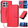 For Honor X8b YX0070 Carbon Fiber Buckle Leather Phone Case with Lanyard(Red)