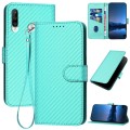 For Huawei P30 Llite / Nova 4e YX0070 Carbon Fiber Buckle Leather Phone Case with Lanyard(Light Blue