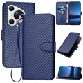 For Huawei Pura 70 YX0070 Carbon Fiber Buckle Leather Phone Case with Lanyard(Royal Blue)
