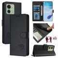 For Motorola Edge 2023 North US Version Cat Rat Embossed Pattern RFID Leather Phone Case with Lanyar
