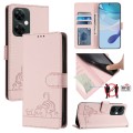 For OnePlus Nord N30 Cat Rat Embossed Pattern RFID Leather Phone Case with Lanyard(Pink)