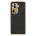 For OPPO Reno11 Global Electroplating Lambskin Leather Phone Case(Black)