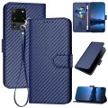 For Samsung Galaxy S20 Ultra 5G YX0070 Carbon Fiber Buckle Leather Phone Case with Lanyard(Royal Blu