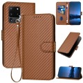 For Samsung Galaxy S20 Ultra 5G YX0070 Carbon Fiber Buckle Leather Phone Case with Lanyard(Coffee)