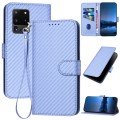 For Samsung Galaxy S20 Ultra 5G YX0070 Carbon Fiber Buckle Leather Phone Case with Lanyard(Light Pur