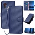 For Samsung Galaxy Xcover 5 YX0070 Carbon Fiber Buckle Leather Phone Case with Lanyard(Royal Blue)
