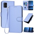 For Samsung Galaxy A71 5G YX0070 Carbon Fiber Buckle Leather Phone Case with Lanyard(Light Purple)