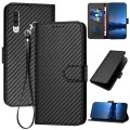 For Samsung Galaxy A50 / A50s YX0070 Carbon Fiber Buckle Leather Phone Case with Lanyard(Black)
